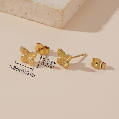 Minimal Butterfly Gold Stud Earrings