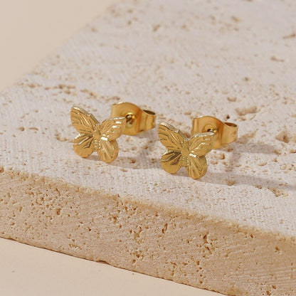 Minimal Butterfly Gold Stud Earrings
