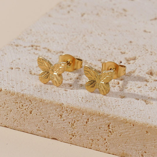 Minimal Butterfly Gold Stud Earrings