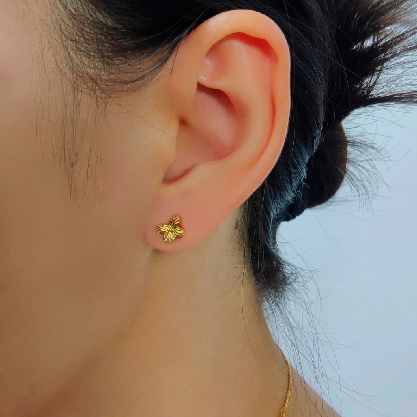 Minimal Butterfly Gold Stud Earrings