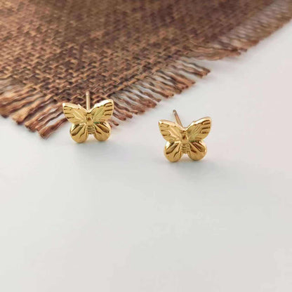 Minimal Butterfly Gold Stud Earrings