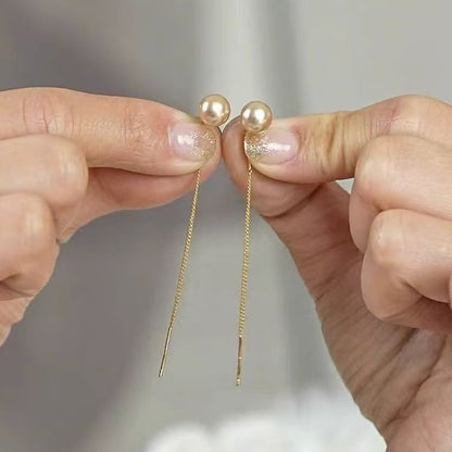 Pearl Chain Threader Earrings