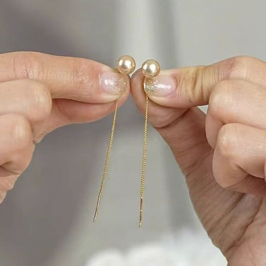 Pearl Chain Threader Earrings