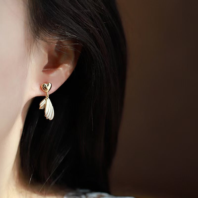 Heart Wing Drop Earrings