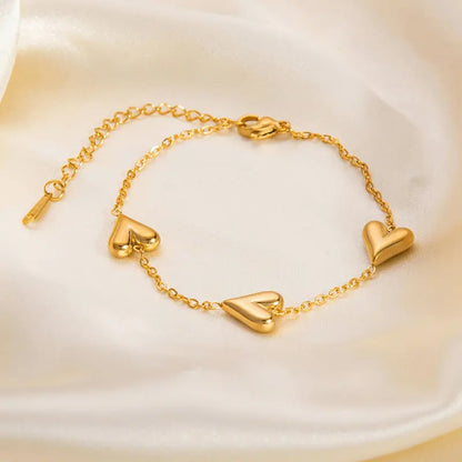 Matte Heart Trio Charm Bracelet