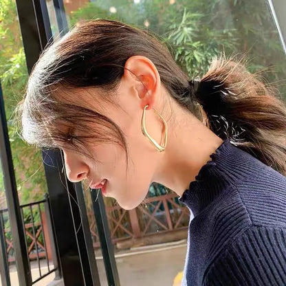 Plain Metal Matte Large Hoop Earrings