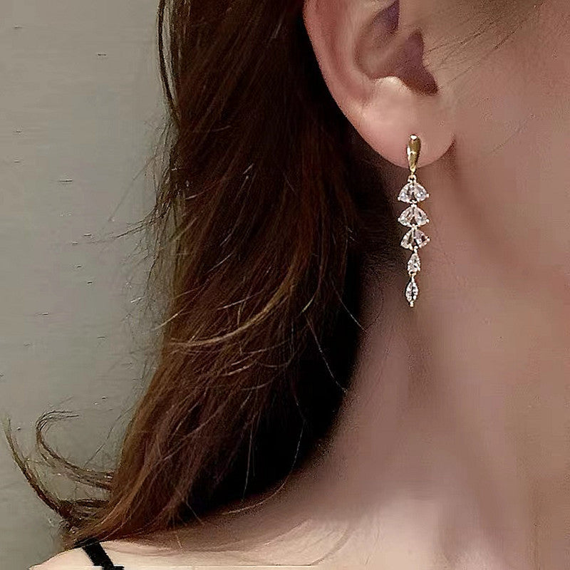 Crystal Leaf Drop Earrings