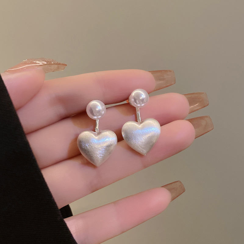 Korean Heart Drop Pearl Earrings
