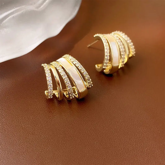 C-Shape Multi Layer Stud Earrings