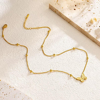 Butterfly Gold Beaded Necklace