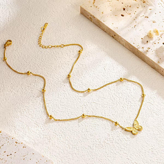 Butterfly Gold Beaded Necklace
