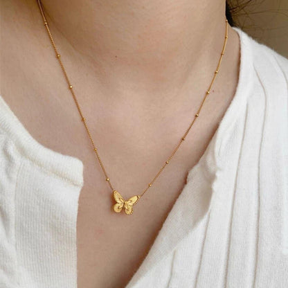 Butterfly Gold Beaded Necklace