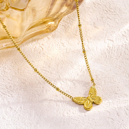 Butterfly Gold Beaded Necklace