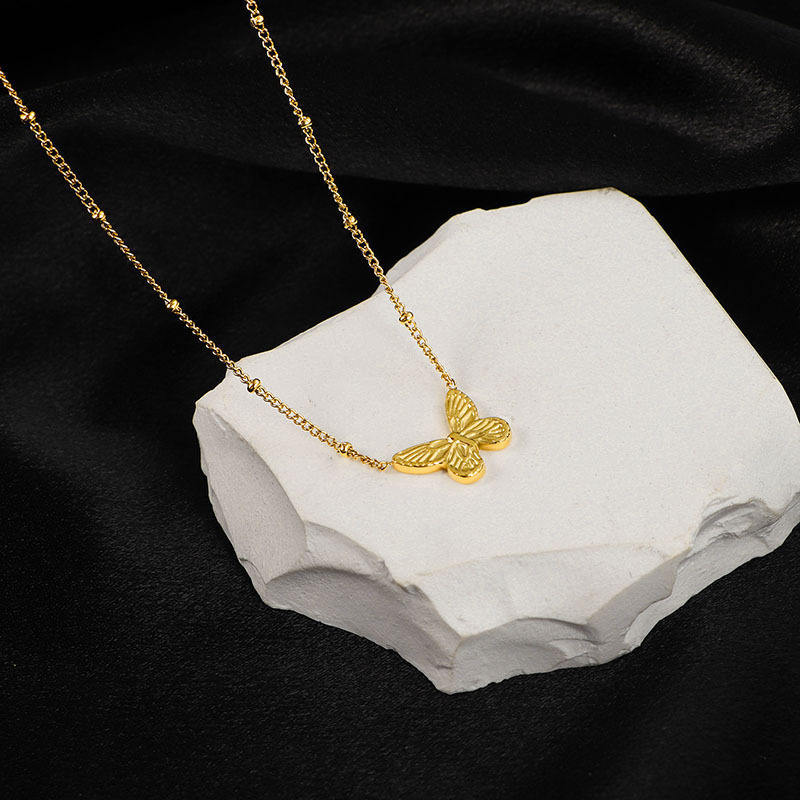 Butterfly Gold Beaded Necklace