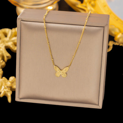 Butterfly Gold Beaded Necklace