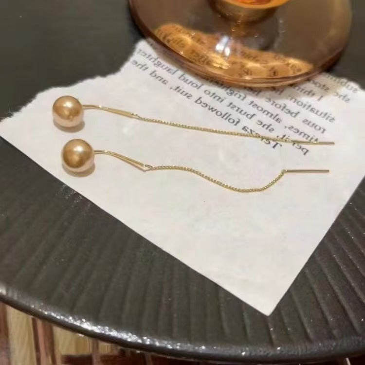 Pearl Chain Threader Earrings