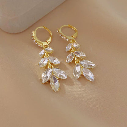 Crystal Leaf Hoop Earrings