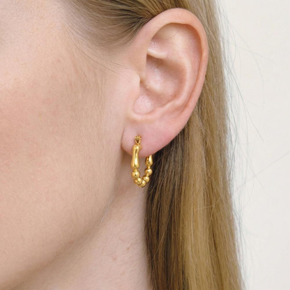 Gold Beaded Hoop Earrings