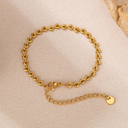 Gold Heart Link Chain Bracelet