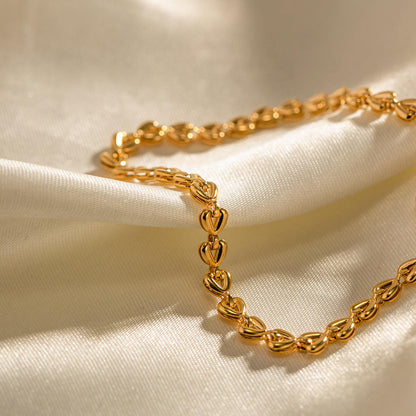 Gold Heart Link Chain Bracelet