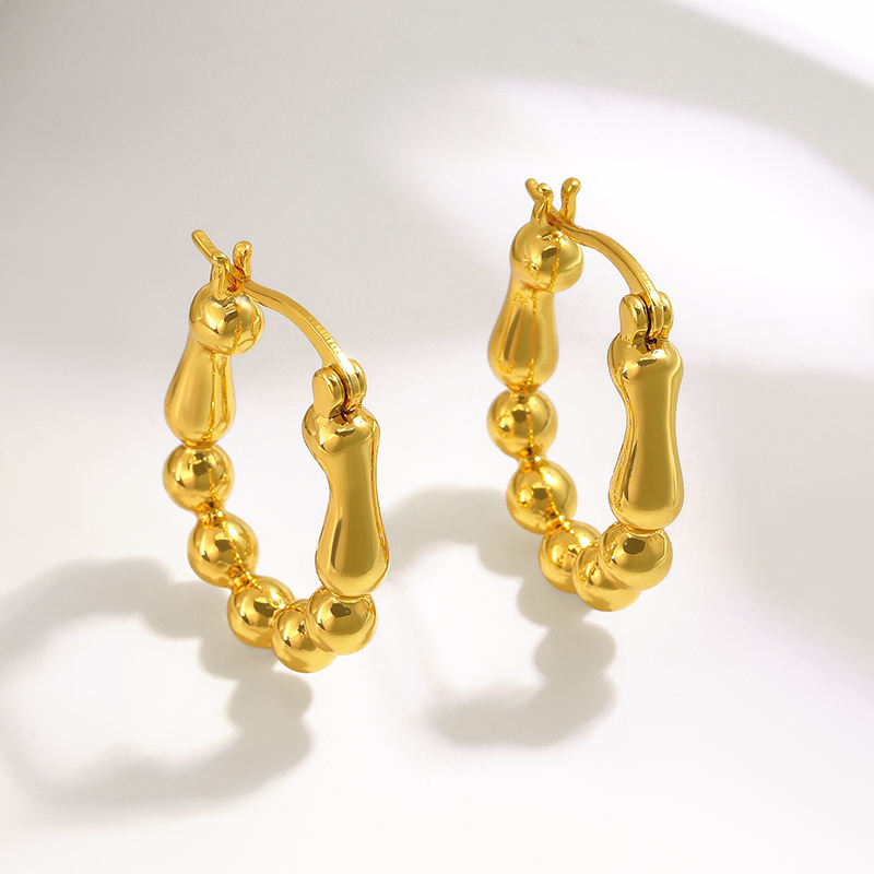 Gold Beaded Hoop Earrings