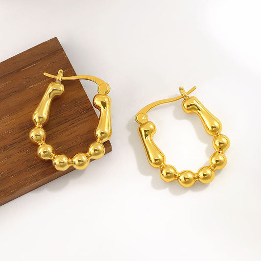 Gold Beaded Hoop Earrings