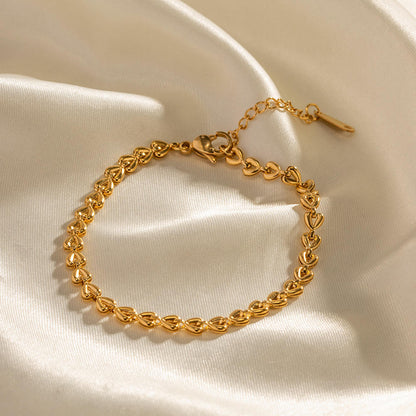Gold Heart Link Chain Bracelet