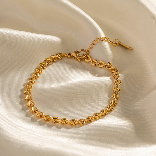 Gold Heart Link Chain Bracelet