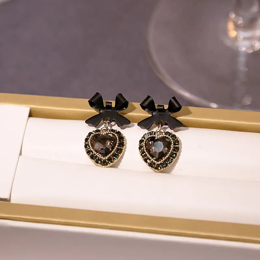 Bowknot Love Heart Drop Earrings