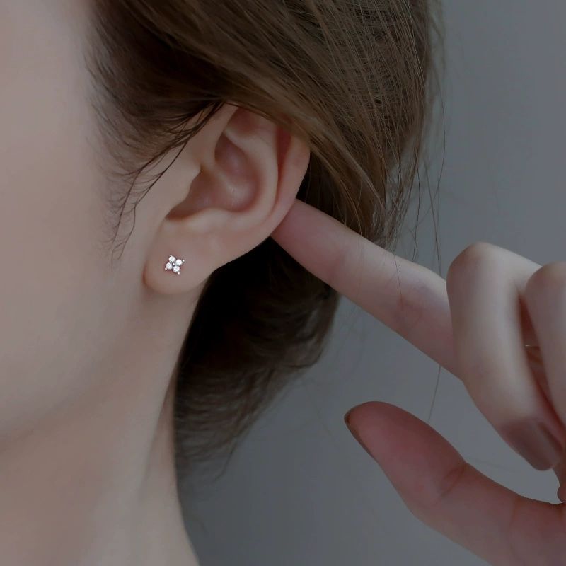 Floral CZ Stud Earrings