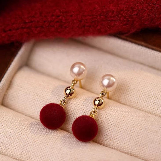 Pearl Velvet Drop Earrings
