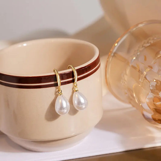 Retro Water Pearl Drop Earrings
