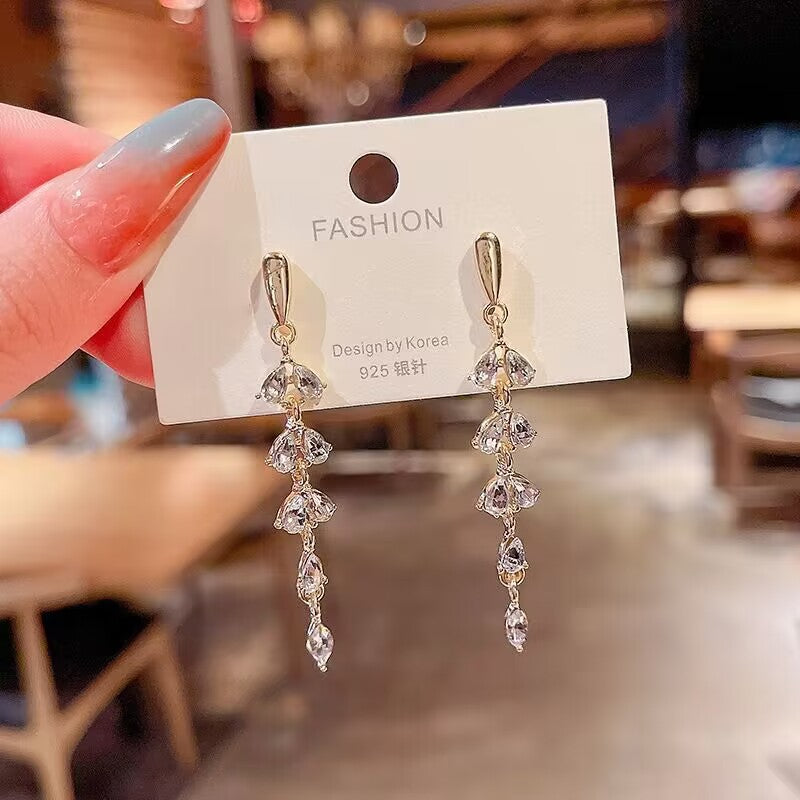Crystal Leaf Drop Earrings