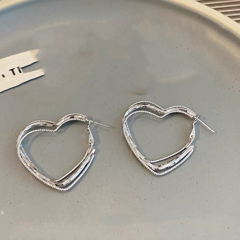 Layered Heart Hoop Earrings