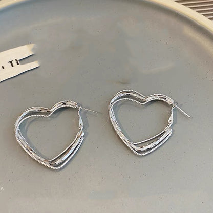 Layered Heart Hoop Earrings