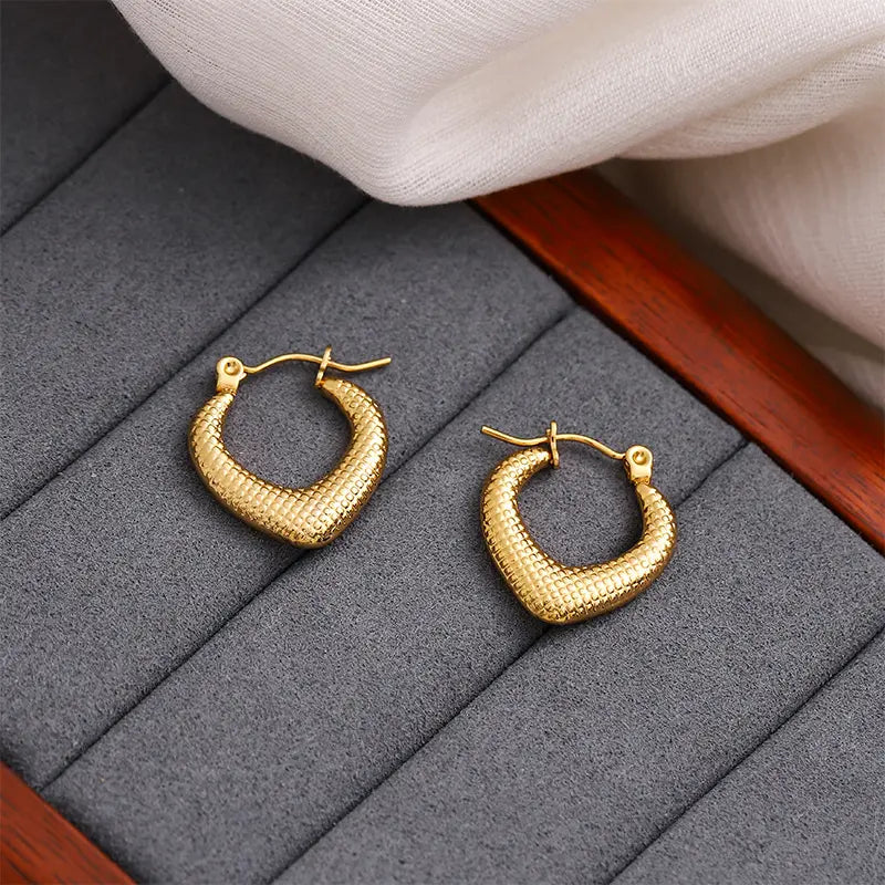 Textured Classic Anti-Tarnish Hoop Earrings