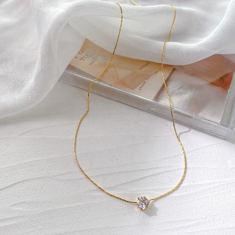 Gold-Tone Solitaire Pendant Necklace