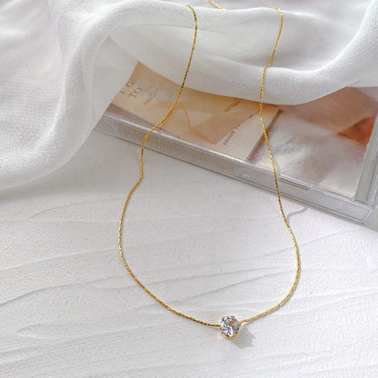 Gold-Tone Solitaire Pendant Necklace