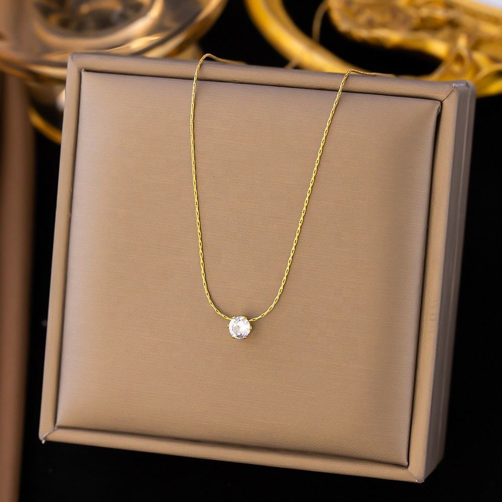 Gold-Tone Solitaire Pendant Necklace
