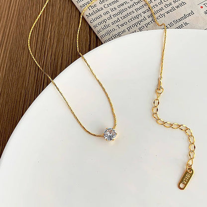 Gold-Tone Solitaire Pendant Necklace