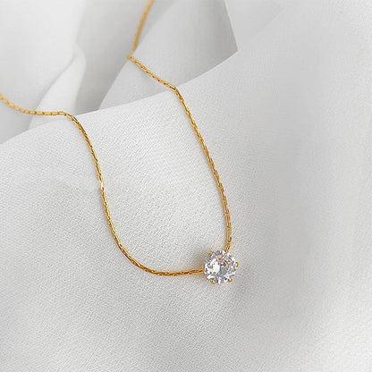 Gold-Tone Solitaire Pendant Necklace