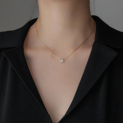 Gold-Tone Solitaire Pendant Necklace