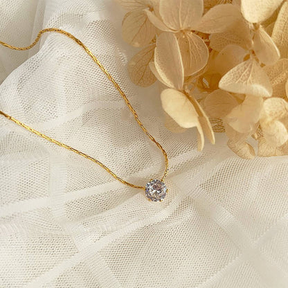 Gold-Tone Solitaire Pendant Necklace