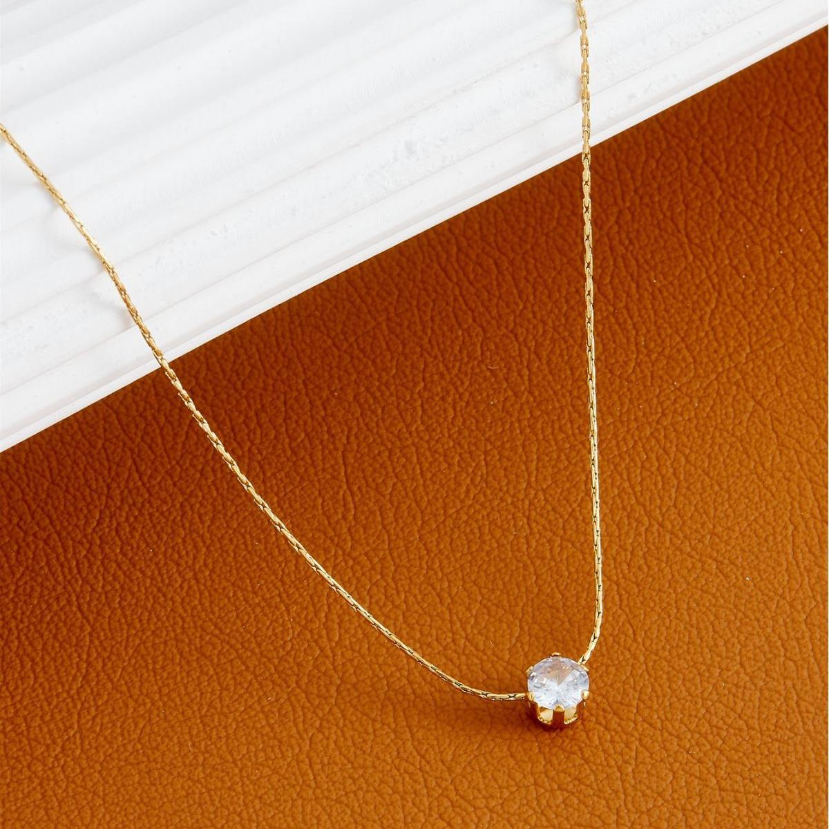 Gold-Tone Solitaire Pendant Necklace