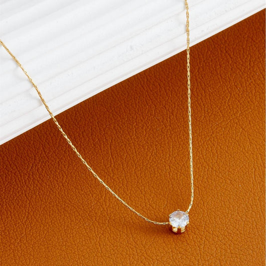 Gold-Tone Solitaire Pendant Necklace
