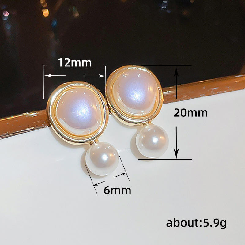 Korean Dual Pearl Circle Stud Earrings