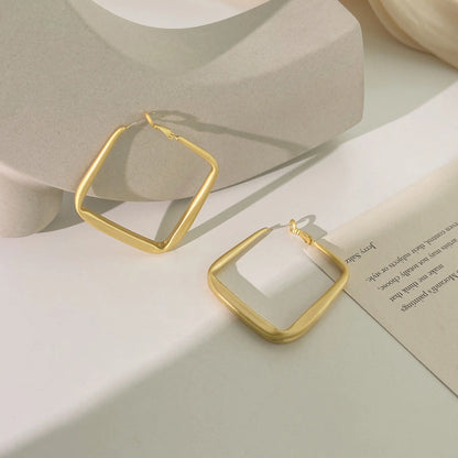Plain Metal Matte Large Hoop Earrings