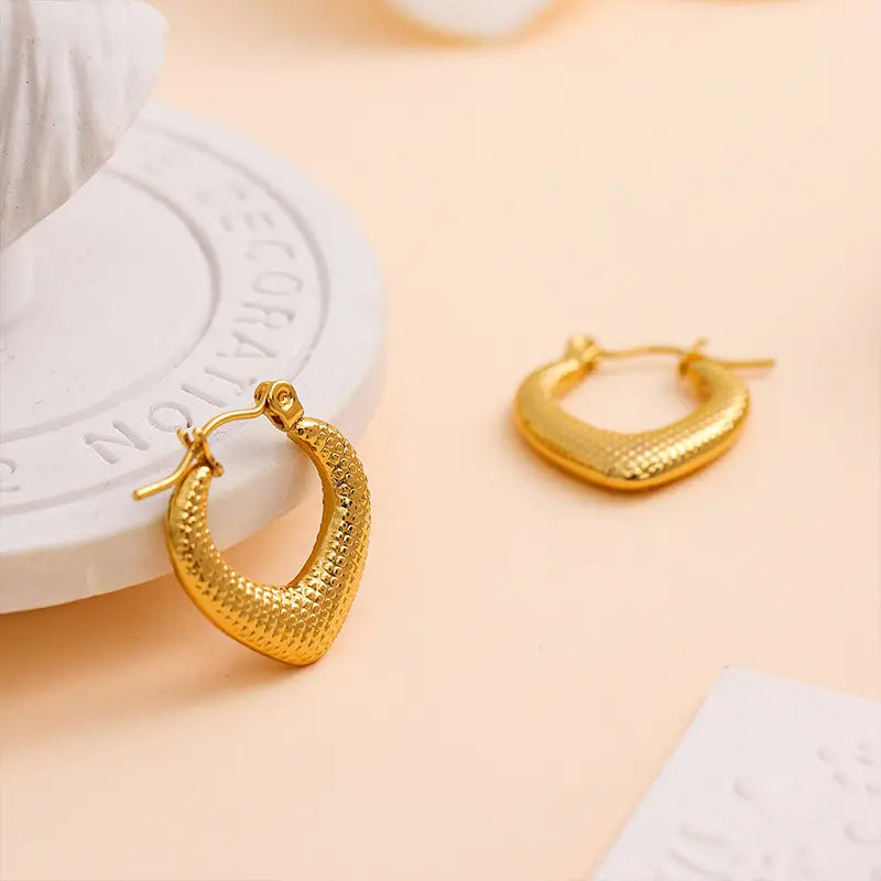 Textured Classic Anti-Tarnish Hoop Earrings