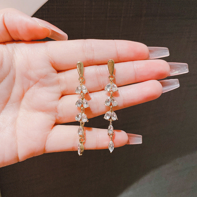 Crystal Leaf Drop Earrings
