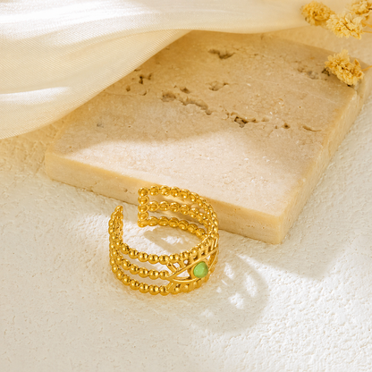Evil Eye Multi-Layer Gold Beaded Ring
